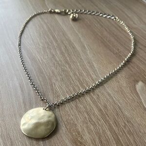 Chico's Elegant Gold Toned Circle Pendant Necklace
